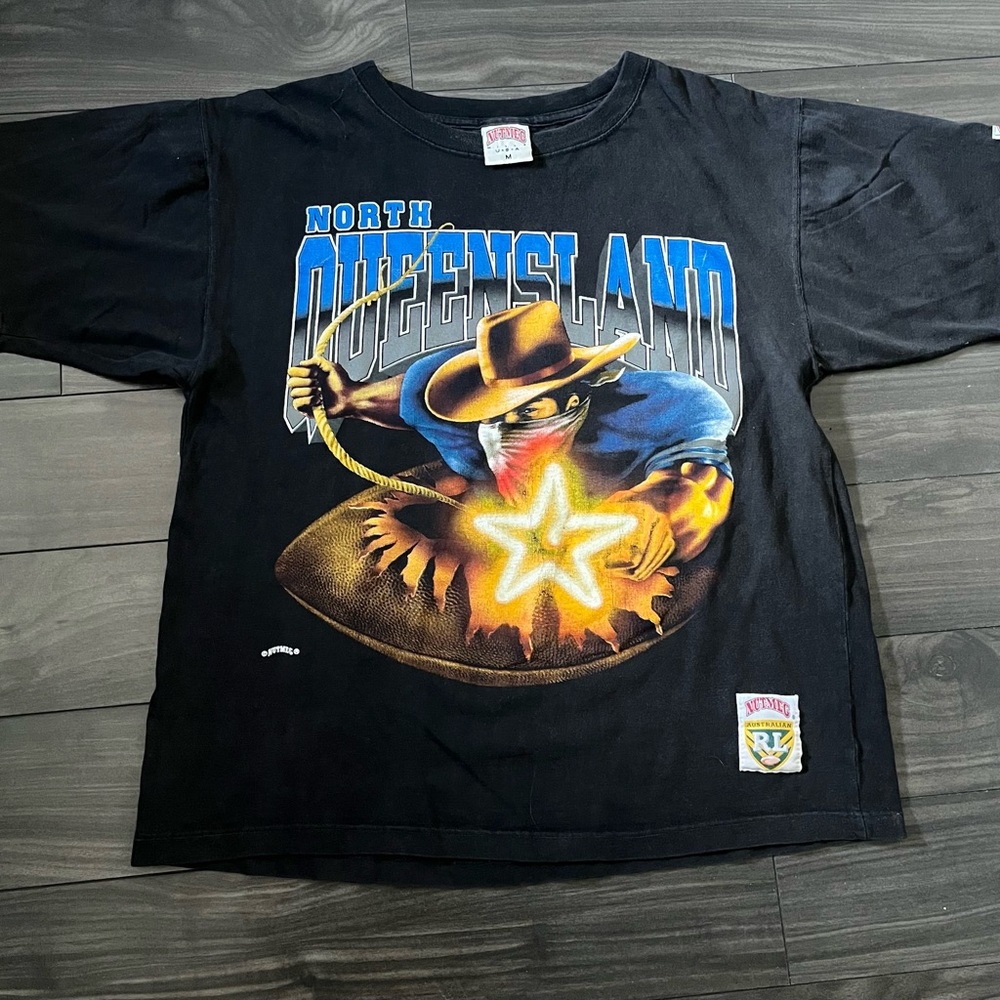 Vintage North Queensland Cowboys Australian Rugby T-Shirt - Black - Medium